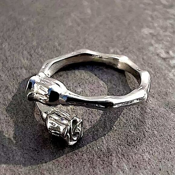 STERLING SILVER ROSE FLOWER RESIZABLE RING - Picture 2 of 4